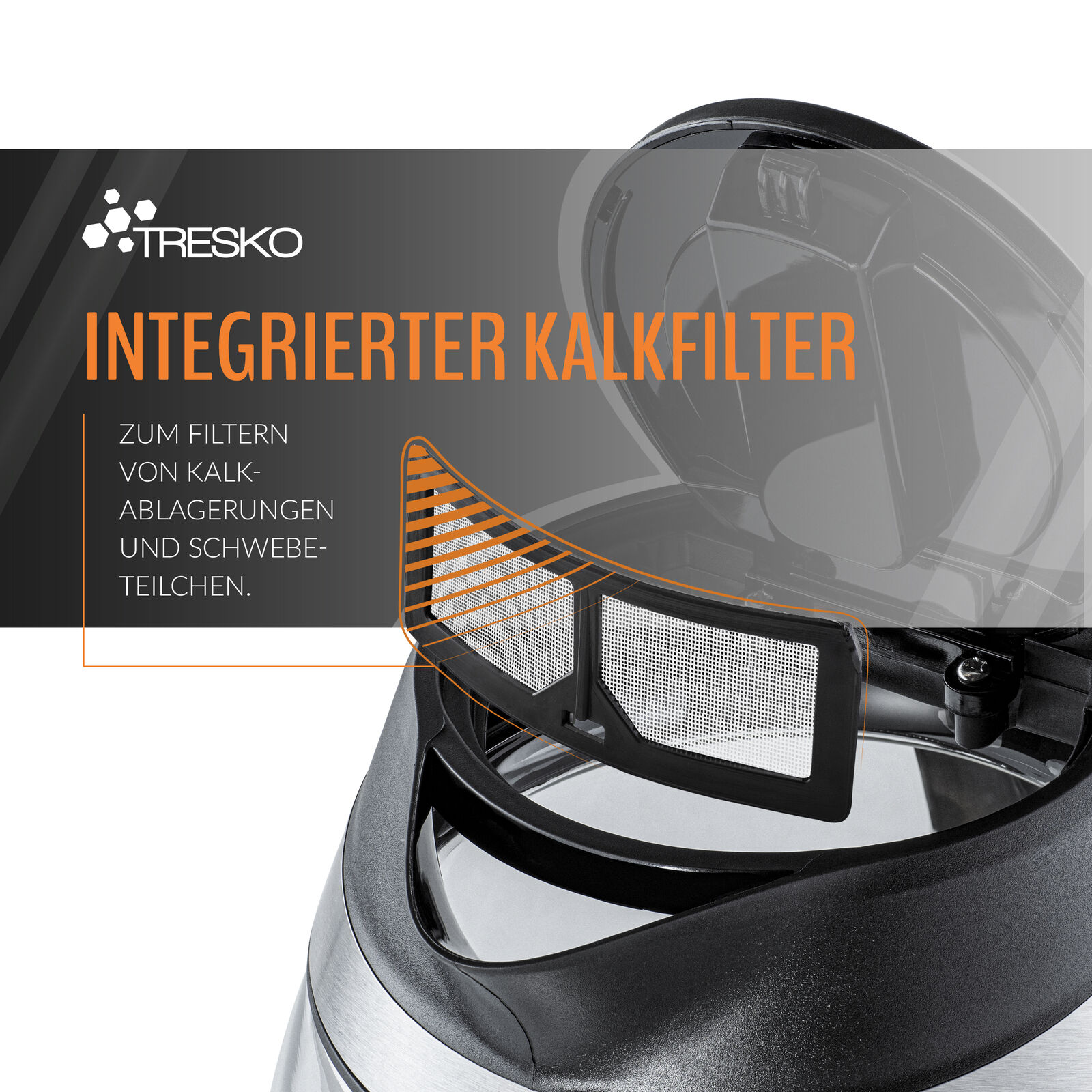 Glaswasserkocher Tresko 1,8 Liter Edelstahl 2200W Warmhaltefunktion – Bild 3